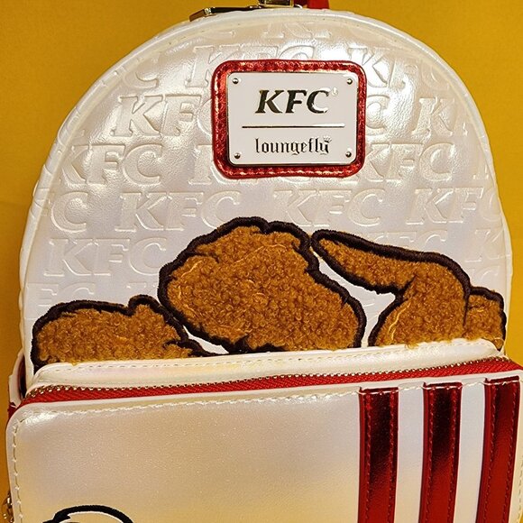 Loungefly KFC Fried Chicken Drum Stick Bucket Sherpa Iridescent Mini Backpack - Picture 2 of 10